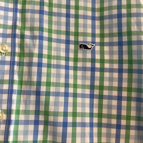 Vineyard Vines Men’s Slim Fit Whale Shirt in Blue & Green Checks, Size L - Picture 2 of 7